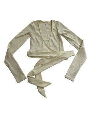 Monday Swimwear Cream Wrap Ribbed Long Sleeve Top